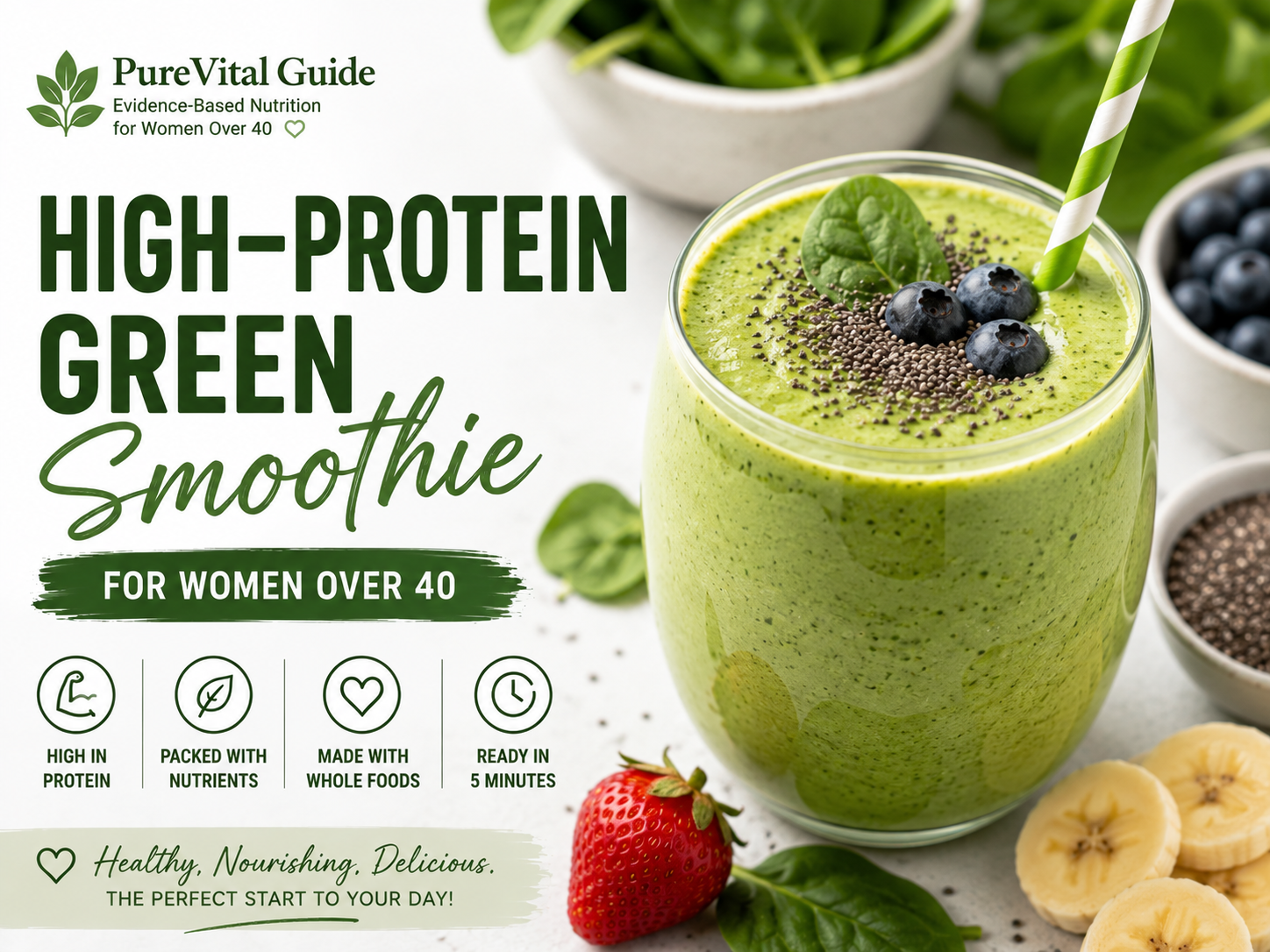 High-Protein Green Smoothie for Women Over 40: Easy & Nutritious Recipe
