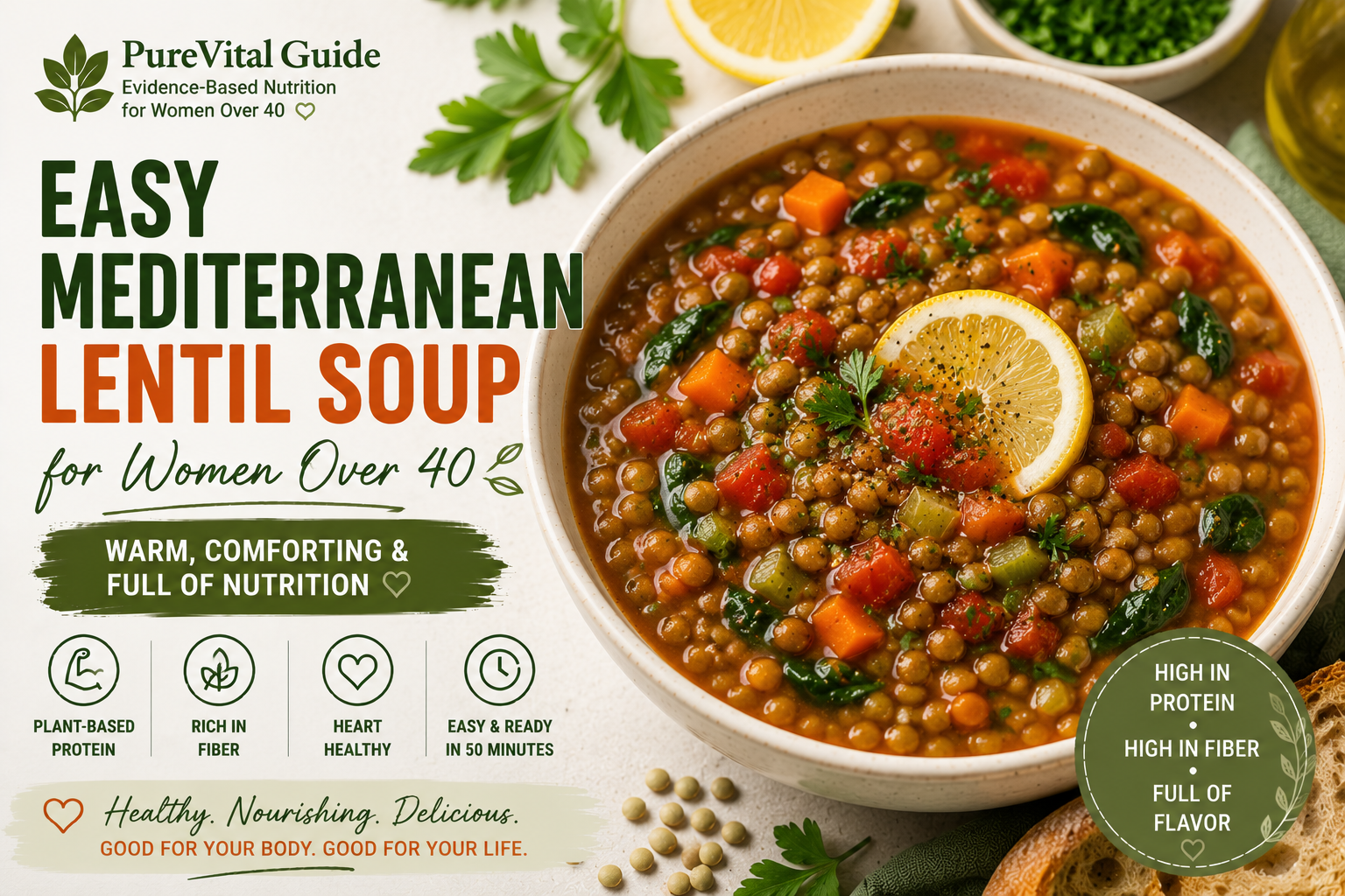 Easy Mediterranean Lentil Soup for Women Over 40