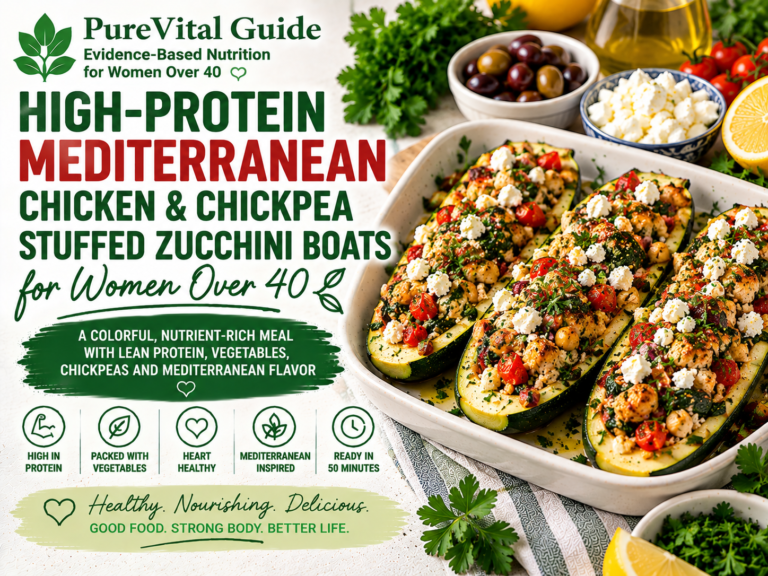High-Protein Mediterranean Chicken & Chickpea Stuffed Zucchini Boats for Women Over 40