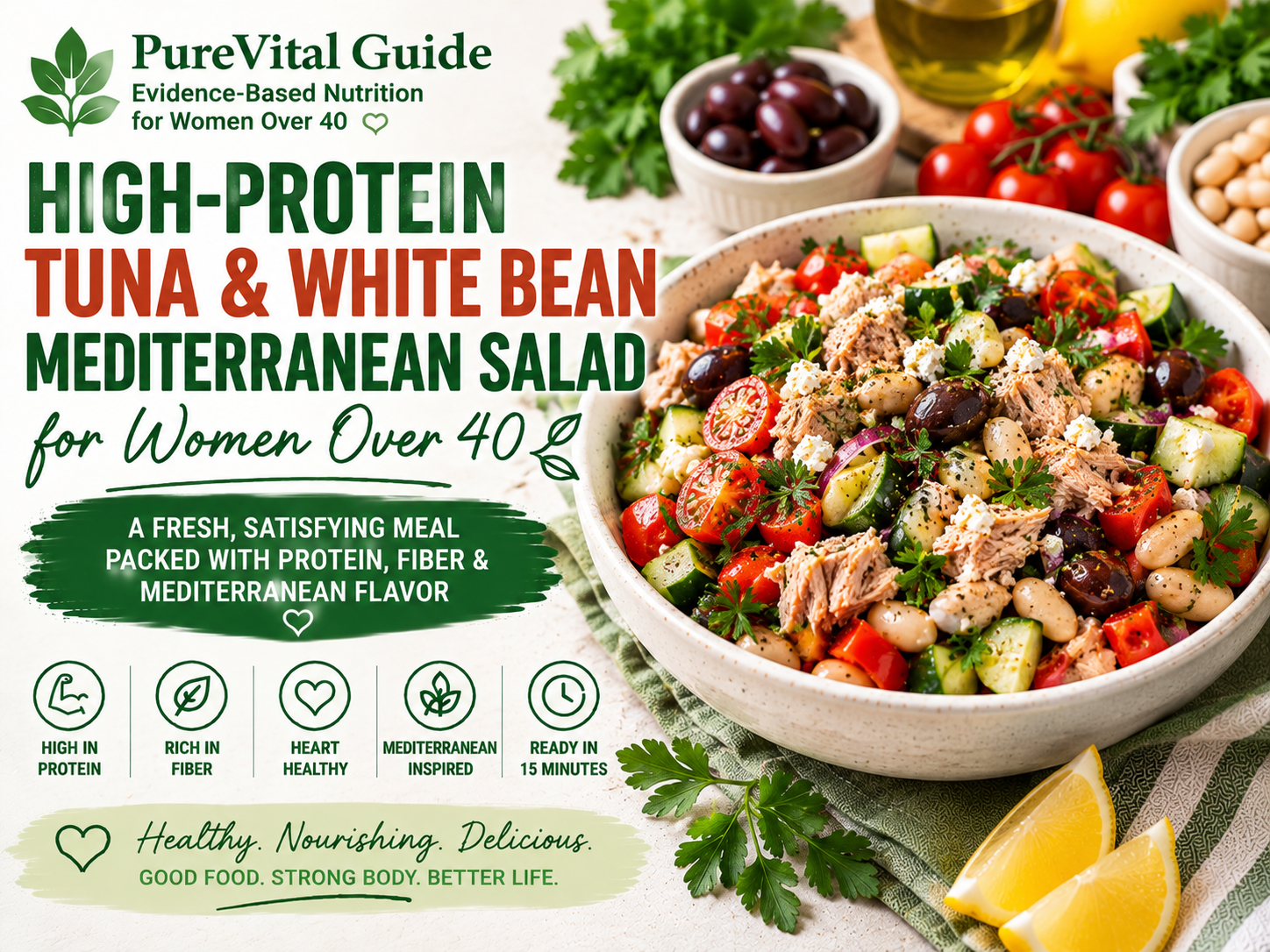 High-Protein Tuna & White Bean Mediterranean Salad for Women Over 40