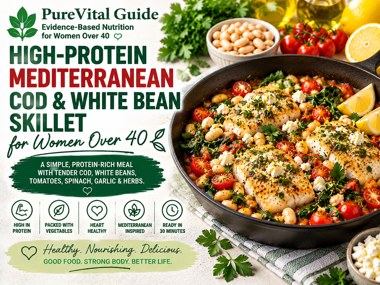 High-Protein Mediterranean Cod & White Bean Skillet for Women Over 40